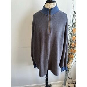 Robert Graham Sweater Mens 2xl Blue‎ Cotton Mock Zip Sweatshirt Jumper Adult